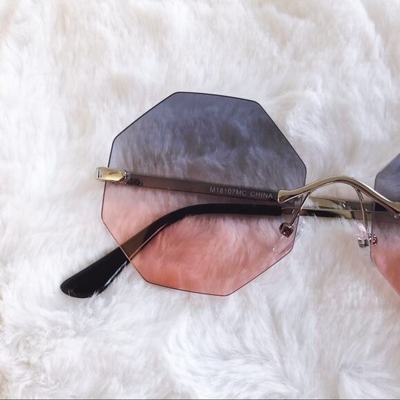 Alaiya Blue & Pink Octogonal Ombre Sunglasses - Picture 2 of 9